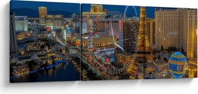 Obraz nočného Las Vegas (s hodinami) (90x30 cm)