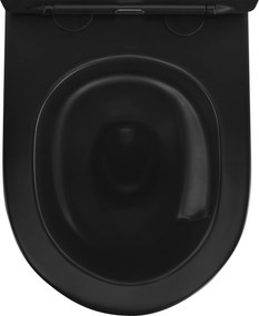 Rea Carlo Mini Tornado NF, závesná WC misa 490x365x350mm + toaletné sedadlo, čierna matná, REA-C3000
