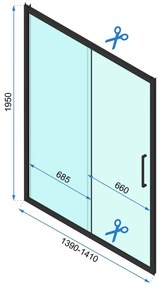 Rea Rapid Slide, posuvné sprchové dvere 1400 x 1950 mm, 6mm číre sklo, chrómový profil, REA-K5604