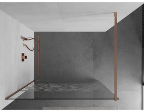 Mexen Kioto, sprchová zástena Walk-In 120 x 200 cm, 8mm číre sklo biely vzor, medený matný profil, 800-120-101-65-85