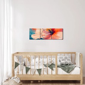 Obraz - Maľovaný kvet (s hodinami) (90x30 cm)
