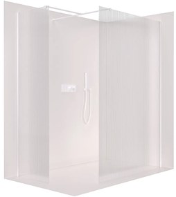 Cerano Onyx, sprchová zástena Walk-in, hranatá vzpera - biela matná, ryhované sklo - 130x80 cm, CER-CER-8050BD3392