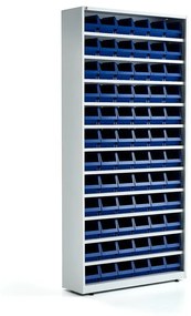 Skriňa s plastovými boxmi, 72 modrých boxov, 2000x950x250 mm