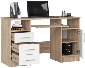 Volně stojící psací stůl Ana 124 cm dub sonoma/bílý
