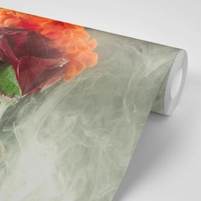 Samolepiaca tapeta ruža s abstraktnými prvkami - 150x100