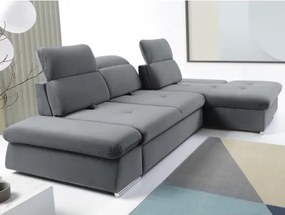Rohová sedacia súprava Focus, oceľovo šedá látka, pravý roh%