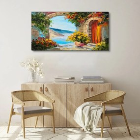 Obraz na plátne Kvety dom mora