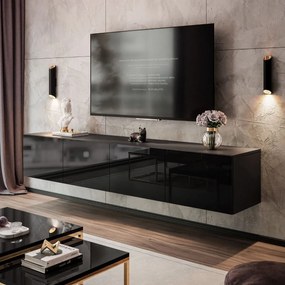 ZÁVESNÝ TV STOLÍK ELEGANTE 200 ČIERNÝ LESK