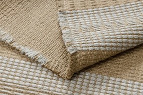 Koberec JUTE 3734 béž / sivý pásy so strapcami