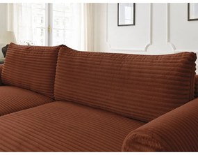 Menčestrová rozkladacia rohová pohovka v tehlovej farbe (ľavý roh) Lucien – Bobochic Paris