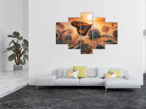 Obraz – Motýľ v zapadajúcom slnku (150x105 cm)