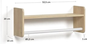 Nástenný detský vešiak z borovicového dreva v prírodnej farbe 52,5x20 cm Florentina – Kave Home