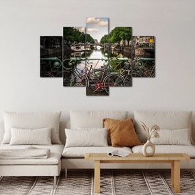 Obraz bicykla v meste (150x105 cm)