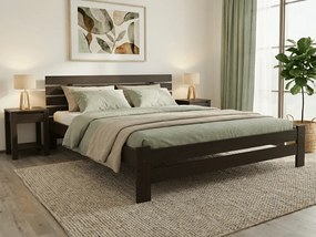 Posteľ PARIS zvýšená 160x200 cm, orech Rošt: S latkovým roštom, Matrac: Matrac DELUXE 10 cm