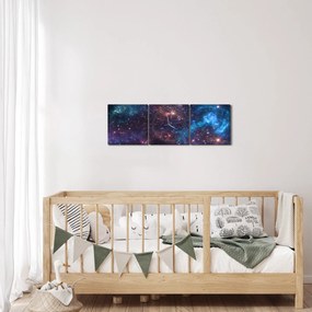 Obraz - Nočná obloha (s hodinami) (90x30 cm)