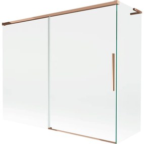 Mexen Rox, L 2-krídlová posuvná vaňová zástena 190 + 90 x 150 cm, 8mm číre sklo, ružové zlato profil, 8C9L-190-090-60-00