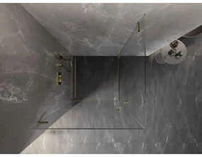 Mexen Lunar-B Duo, výklopný sprchový kút 90 x 90 cm, 8mm číre sklo, zlatý matný profil, 832-090L-090P-55-00