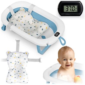 Ricokids Skladacia vanička pre deti, dojčatá s teplomerom a vložkou RK-287 biela a modrá