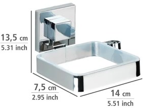 WENKO 22682100 -Držiak na fén VACUUM-LOC QUADRO ED 13,5x14 cm strieborný/chróm