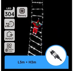 Aigostar - LED vonkajšia vianočná dekorácia 304xLED/3,6W/230V/8 funkcií 3m IP44 studená biela