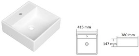 Gamma Gina, umývadlo na dosku 415x380x147 mm, biela lesklá, GMA-UC-GINA