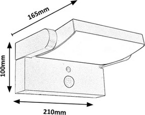 Brilagi LED solárne nástenné svietidlo s čidlom ANKLE LED/10W/3,7V 3000K IP65