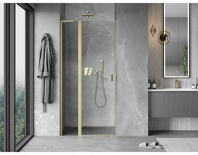 Mexen Mist L, výklopné sprchové dvere 100 cm, číre sklo, zlatá matná, 8A4L-100-000-55-00