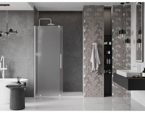 Mexen Velar, posuvné sprchové dvere do otvoru 160 cm, 8mm sklo námraza, biela matná, 871-160-000-31-20