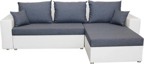 Rohová sedacia súprava Samba II, biela ekokoža/tmavo modrá látka