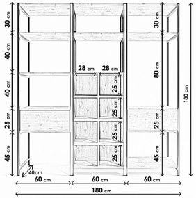 Otvorená šatníková skriňa Gardirop IV 180 cm dub