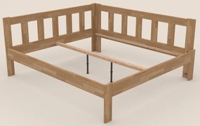 Rohová posteľ so zástenou vpravo Tema P 180x200 cm, prírodný buk