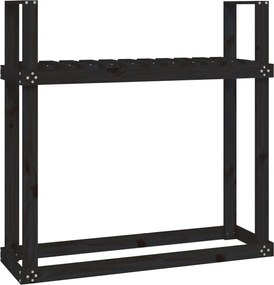 vidaXL Stojan na palivové drevo čierny 110x35x108,5cm masívna borovica