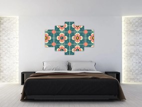 Obraz - Retro vzor s kvetmi (150x105 cm)