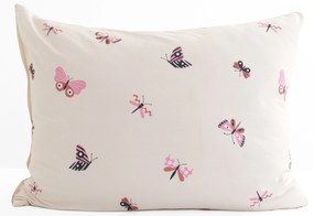 Bavlnená obliečka na vankúš Renforcé 70 × 90 cm – Motýliky béžové