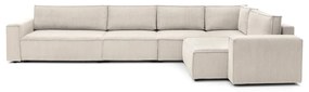 Krémovobiela menčestrová rohová pohovka (pravý roh) Nihad modular – Bobochic Paris