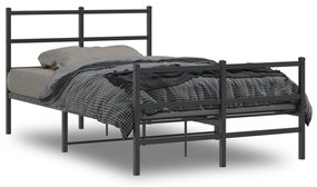 Kovový rám postele so zadným a predným čelom čierny 120x190 cm 355380