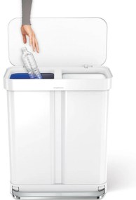 Simplehuman Pedálový odpadkový kôš na triedený odpad 58 l, biela