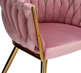 Jedálenská stolička COFTON zamatová, zlatá / ružová