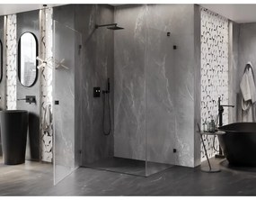 Mexen Lunar-B, výklopný sprchový kút ľavý 90 x 80 cm, 8mm číre sklo, čierny profil, 832-090-080-70-00-L