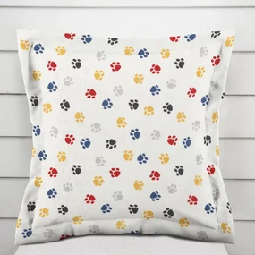 Biante Detská dekoračná obliečka na vankúš s lemom Leona LN-012 Farebné labky na krémovom 60 x 60 cm