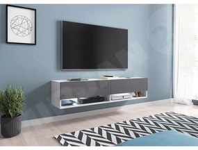 TV skrinka Adenik 140, Farby: biela / šedý lesk, Osvetlenie: osvetlenie LED RGB - farebné