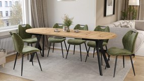 Mazzoni ALMO Dub Artisan / čierne nohy - OVÁLNY ROZKLADACÍ STÔL 140-240 cm PRE 10-12 OSÔB