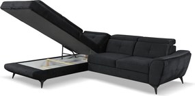 Rohová sedacia súprava Sergio, čierna látka, ľavý roh