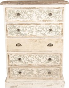 Drevená komoda so zásuvkami a ornamenty - 85 * 36 * 120 cm