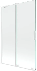 Mexen Velar vaňová zástena dvojkrídlová Posuvný 120 x 150 cm, Priehľadné, Biela - 896-120-000-01-20