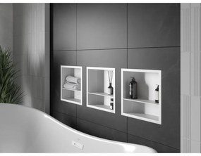 Mexen X-Wall-R, polička na zapustenie na obklad s golierom 30 x 30 cm, biela, 1920303010S