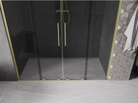 Mexen Velar Duo, posuvné sprchové dvere do otvoru 170 cm, 8mm šedé sklo, zlatá matná, 871-170-000-42-55