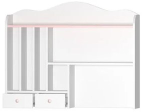 Písací stôl s nadstavcom LEGUAN - biely / ružový