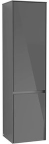 VILLEROY &amp; BOCH Collaro závesná vysoká skrinka, 2 dvierka, pánty vpravo, 404 x 349 x 1538 mm, Glossy Grey, C03301FP