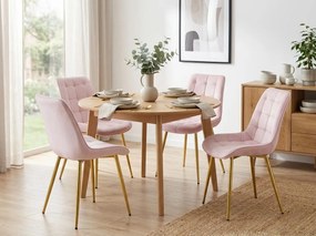 Ružová zamatová stolička BERA so zlatými nohami